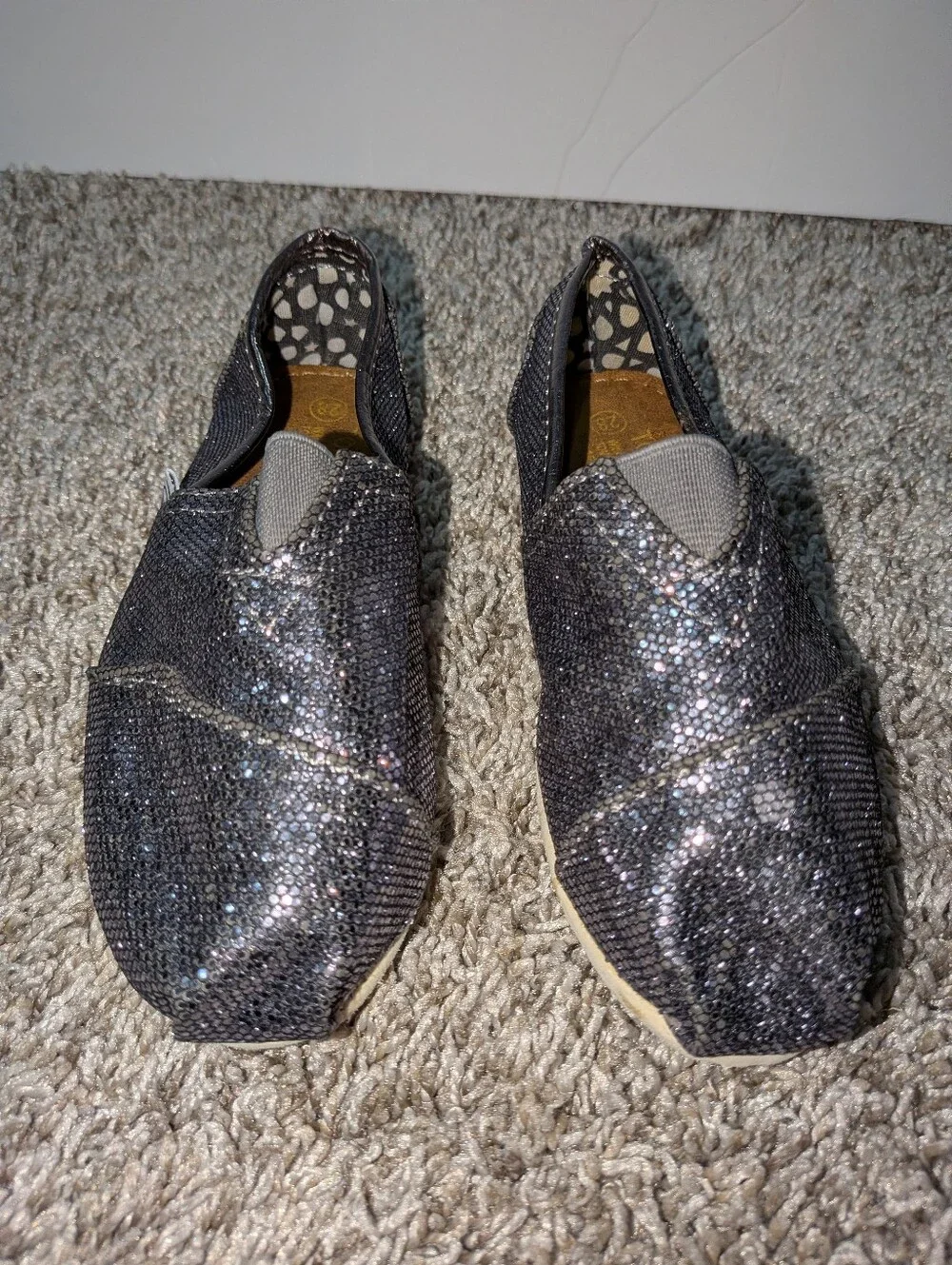 Toms Kids Sparkly Gray Slip-On Shoes